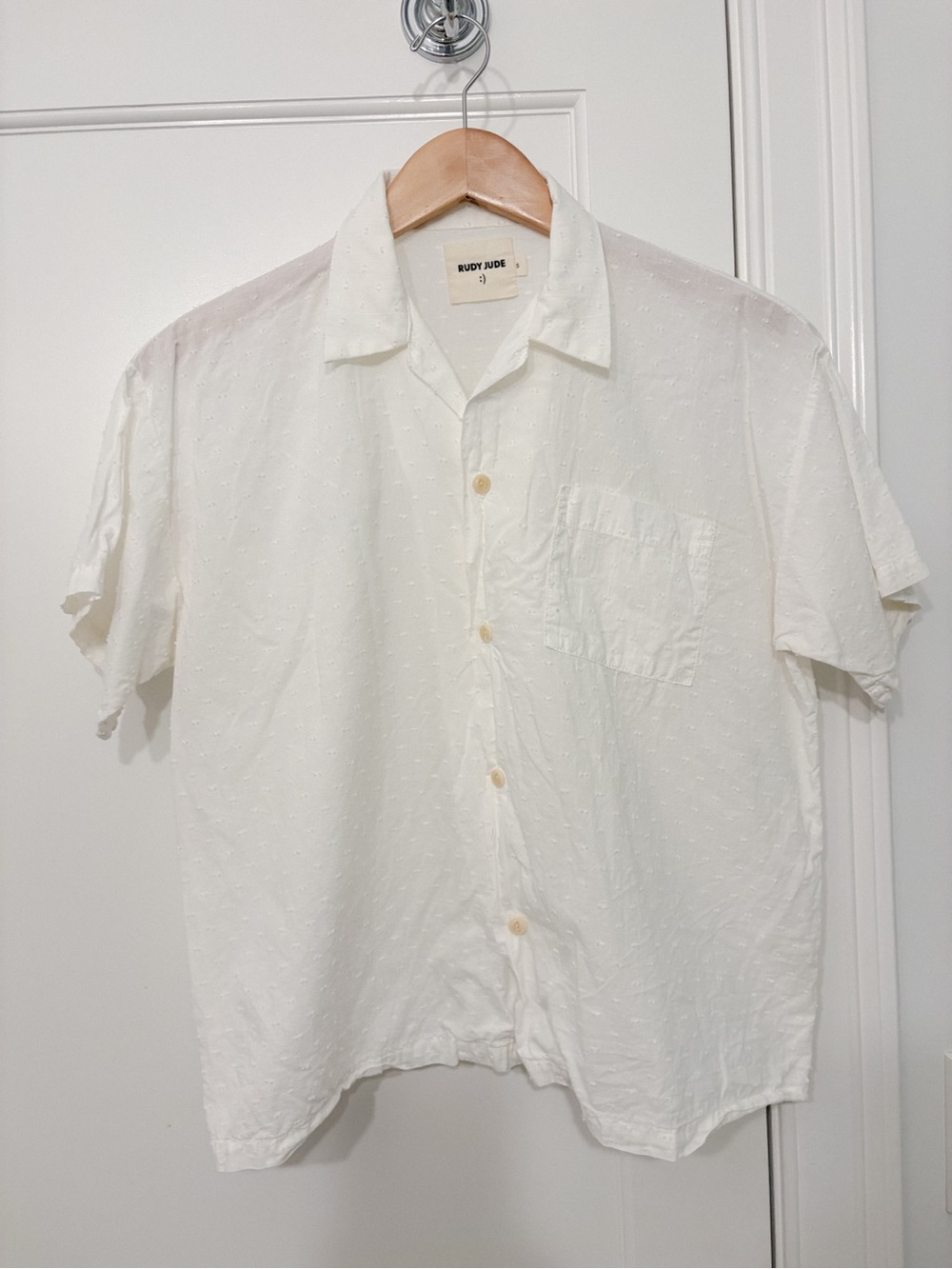 Rudy Jude Tony Shirt in Salt Swiss Dot, Size Small
